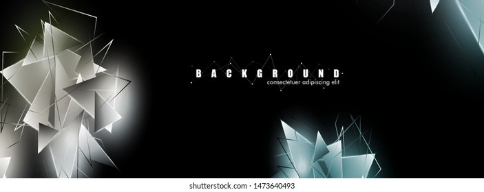 abstract background with glowing triangles that overlap. isolated black background. vector illustration of eps 10