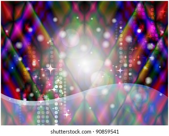 Abstract background with glowing vectors, sparks and a smooth line