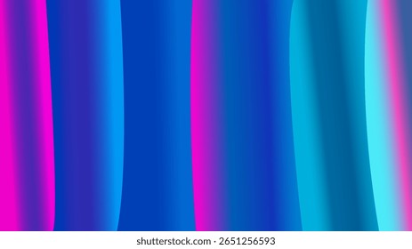 Fundo abstrato com listras verticais brilhantes que se assemelham a uma cortina vibrante e futurista. Um design brilhante e luminoso em uma paleta de cores azul e rosa.