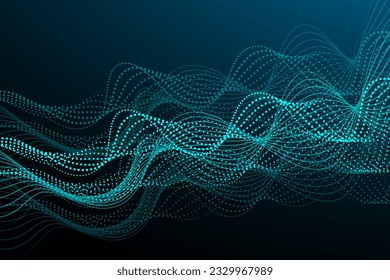 Abstract background with glowing wave. Blue gradient flowing wave lines. Modern wave lines. Shiny moving lines design element. Technology concept. Vector illustration on wave lines background