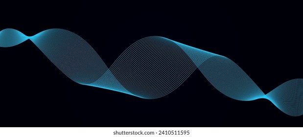 Abstract background with glowing wave. Blue gradient flowing wave lines. Modern wave lines. Shiny moving lines design element. Technology concept. Vector illustration on wave lines background