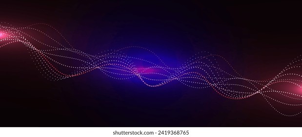 Fondo abstracto con onda brillante. Gradiente azul y rojo que fluye las líneas de onda. Líneas de onda modernas. Elemento de diseño de líneas móviles brillantes. Concepto tecnológico. Ilustración del vector en el fondo de las líneas de onda