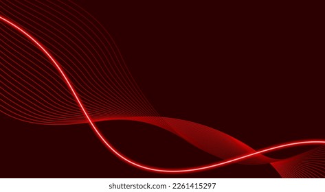 Abstract background with glowing wave lines. Red colorful shiny wave with lines. Technology concept. Vector illustration