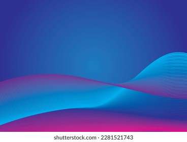 Abstract background with glowing wave. Shiny moving lines design element. blue gradient flowing wave lines. Futuristic technology concept. Vector illustration