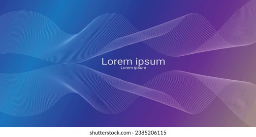Abstract background with glowing wave Shiny moving lines design element. Modern purple blue gradient flowing wave lines Vector illustration