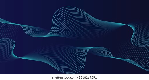 Fondo Abstractas con onda brillante. Elemento de diseño de líneas móviles brillantes. Moderno gradiente azul que fluye líneas de onda. Concepto de Tecnología. Ilustración vectorial