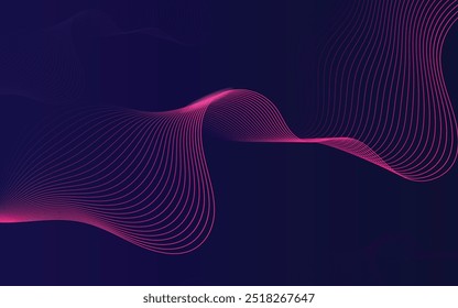 Abstract background with glowing wave. Shiny moving lines design element. Modern pink blue gradient flowing wave lines. Futuristic technology concept.