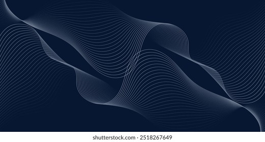 Abstract background with glowing wave. Shiny moving lines design element. Modern blue gradient flowing wave lines. Technology concept. Vector illustration