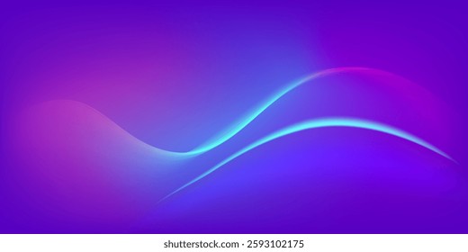 abstract background with glowing wave. Shiny moving lines design element. Modern purple blue gradient flowing wave lines.
