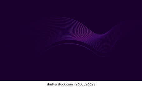 Abstract background with glowing wave. Shiny moving lines design element. Modern purple gradient flowing wave lines. Futuristic technology concept.
