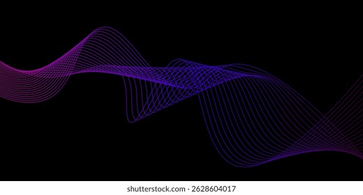 Abstract background with glowing wave. Shiny moving lines design element. Modern pink blue gradient flowing wave lines. Futuristic technology concept.