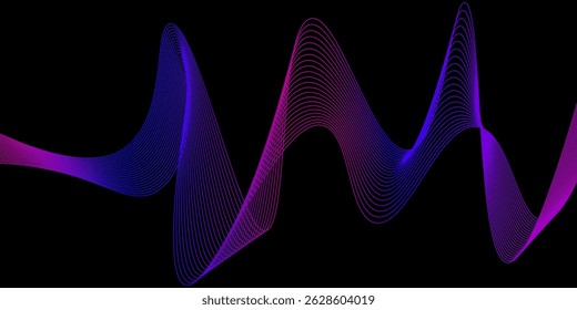 Abstract background with glowing wave. Shiny moving lines design element. Modern pink blue gradient flowing wave lines. Futuristic technology concept.