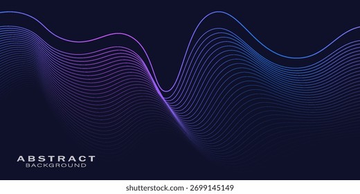 Fundo abstrato com onda brilhante. Elemento de design de linhas móveis brilhantes. Moderno gradiente azul rosa fluindo linhas de onda. Conceito de tecnologia futurista.