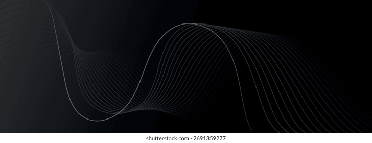 Fondo Abstractas con líneas blancas onduladas brillantes. Concepto de fondo de tecnología futurista moderno. Ilustración vectorial.