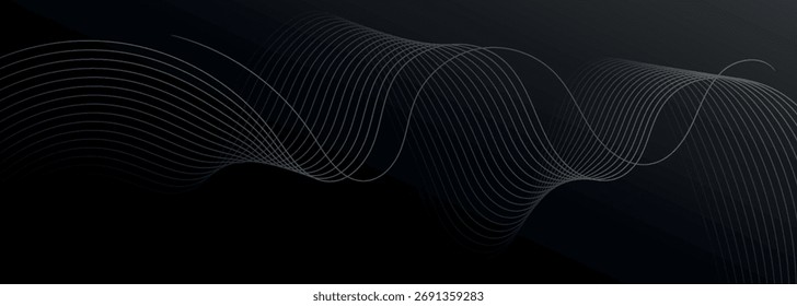 Abstract background with glowing wavy white lines. Modern futuristic technology background concept. Vector illustration. EPS. 2