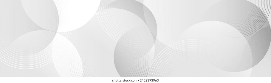 Abstract background with glowing white circle curve geometric lines. Modern shiny lines pattern. Vector illustration