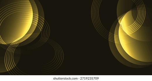 Abstract background with glowing yellow circles and concentric rings on a dark backdrop, creating a modern and dynamic visual effect.