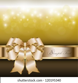 Abstract background with gold banner and a bow, vector.