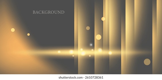 Abstract background with gold and beige tones, with transparent vertical lines and circular light points that create a sense of reflection and dimension to the image.