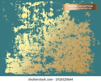 Abstract background. Gold, blue metal patina. Scratch effect texture. Trendy chic pastel background. Golden grunge pattern. Organic, natural wooden outline surface. 