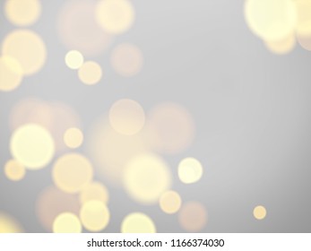 Abstract background with gold bokeh effect.Template of blurred defocused lights in spring color for greeting, invitation card, banner and poster to celebrate on holiday season in vector illustration.
