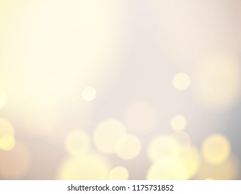 Abstract background with gold bokeh effect.Template of blurred defocused lights for greeting, invitation card, banner and poster to celebrate on holiday season in vector illustration.