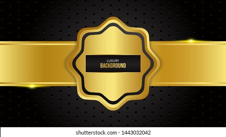 Abstract Background With Gold Border On The Black Bacground. Dark Background Vector. - Vector