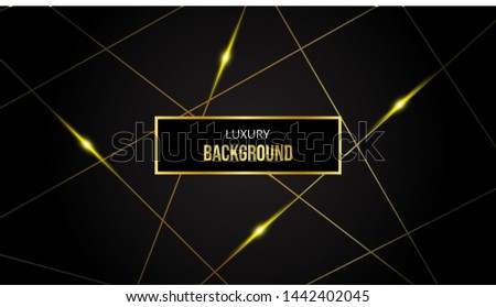 Abstract Background With Gold Border On The Black Bacground. Dark Background Vector. - Vector
