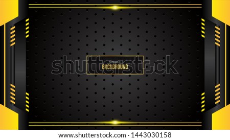Abstract Background With Gold Border On The Black Bacground. Dark Background Vector. - Vector