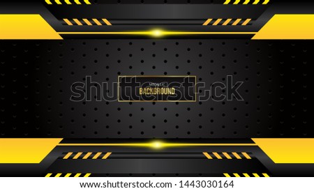 Abstract Background With Gold Border On The Black Bacground. Dark Background Vector. - Vector