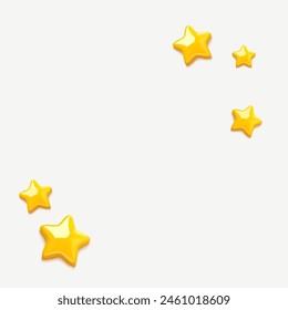 abstract background with gold cartoon 3D stars, icons for the game, plump volumetric glossy stars, orange-yellow plastic, shine stars