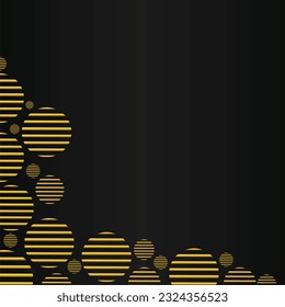 Abstract background with gold circles on black background