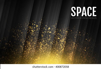 Abstract Background with Gold Dust Texture & Diagonal Lines. Vector illustration