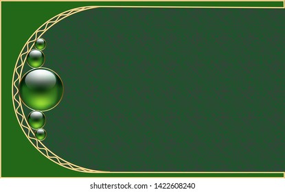 Abstract background with gold edged green glass balls as vector 