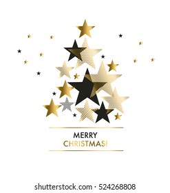 abstract background with gold geomerty style stars for Christmas ans New year decorativ greeting cards, header, web banners. vector illustration backdrop