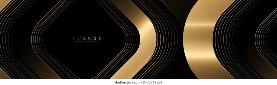 Abstract background with gold geometric triangle lines. Modern minimal luxury shiny lines pattern horizontal. Vector illustration