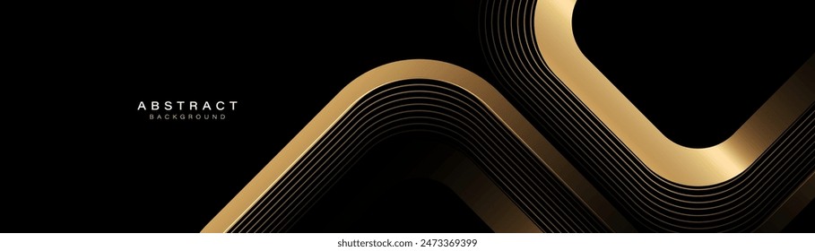 Abstract background with gold geometric triangle lines. Modern minimal luxury shiny lines pattern banner. Vector illustration