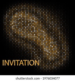 Abstract background gold glitter dots on black background, festive template design, invitation