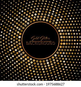Abstract background gold glitter vector dots on black background, festive template design, invitation