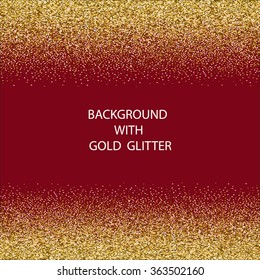 Abstract background with gold glitter . Vector illustration . Template for postcards , banners , flyers , posters , invitations. Glitter on red background