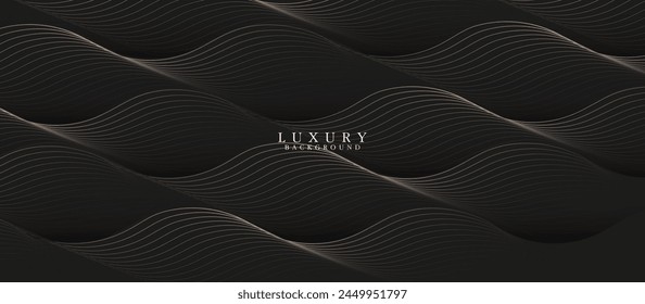 Fondo Abstractas con líneas de onda geométricas brillantes de oro. Diseño moderno de líneas brillantes de lujo. Ilustración vectorial