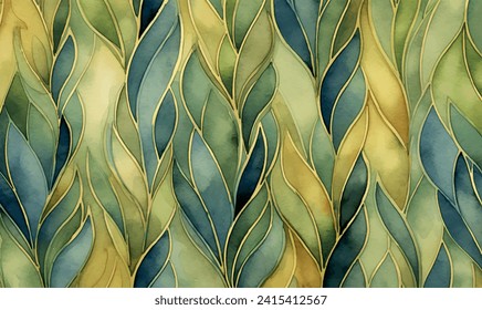 abstract background gold green leaves