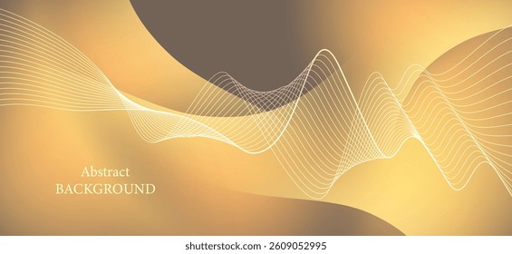 Abstract background with gold and khaki tones, with white wavy lines adding depth and dimension to the image. The soft wavy lines create a calm and luxurious feel.