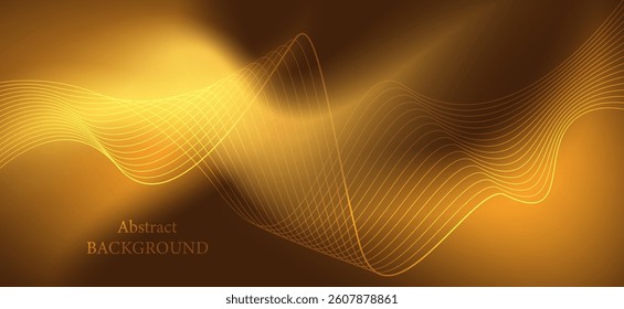 Abstract background with gold and light brown tones. The golden lines are softly curved and flowing. The surface has a reflective sheen, giving the image a dimensional look.