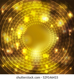 Abstract background, gold light spiral. Golden circle shape.
