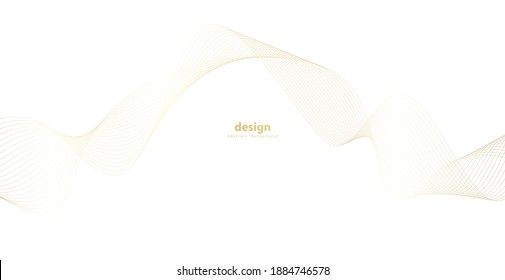 Abstract background with gold line wave. Luxury style. Tech pattern. Curved wavy line, smooth stripe. Vector illustration.