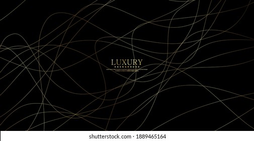 Abstract background with gold line wave. Luxury style. Tech pattern. Curved wavy line, smooth stripe. Vector illustration.