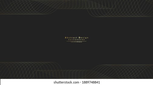 Abstract background with gold line wave. Luxury style. Tech pattern. Curved wavy line, smooth stripe. Vector illustration.