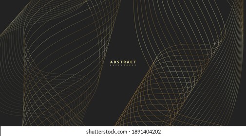 Abstract background with gold line wave. Luxury style. Tech pattern. Curved wavy line, smooth stripe. Vector illustration.