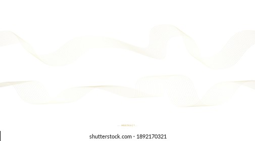Abstract background with gold line wave. Luxury style. Tech pattern. Curved wavy line, smooth stripe. Vector illustration.